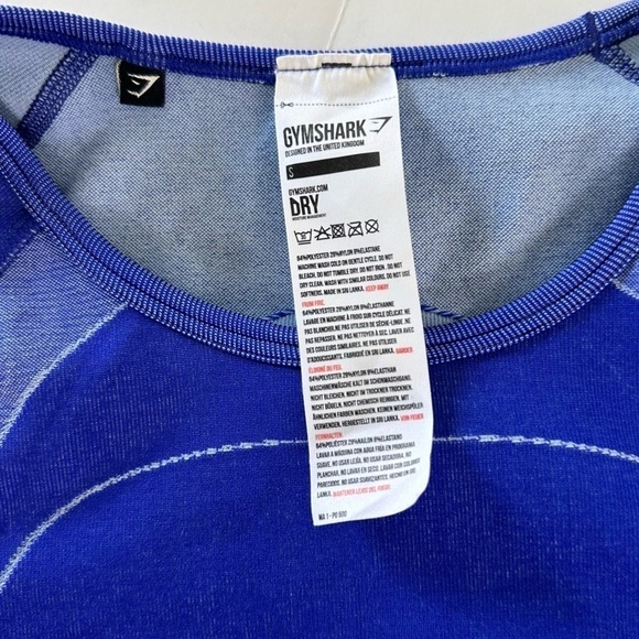 Gymshark Dry Womens Small Blue Turbo Seamless Athletic Shirt - Picture 3 of 4